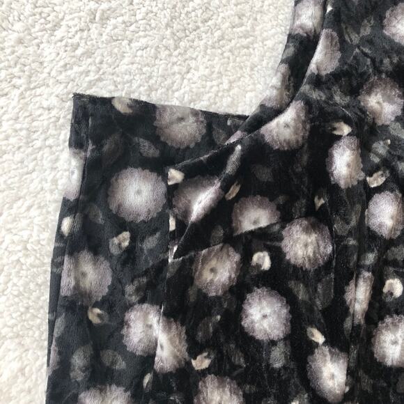 Vintage Guess velvet black gray floral sleeveless A-line dress large - Picture 5 of 7
